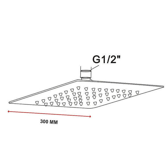 300mm Shower Head Square 304SS Polished Chrome Finish - RnR Galore