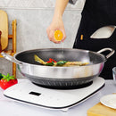 304 Stainless Steel 34cm Non - Stick Stir Fry Cooking Double Ear Kitchen Wok Pan with Lid Honeycomb Double Sided - RnR Galore