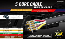 30M X 5 Core Wire Cable Trailer Cable Automotive Boat Caravan Truck Coil V90 PVC - RnR Galore