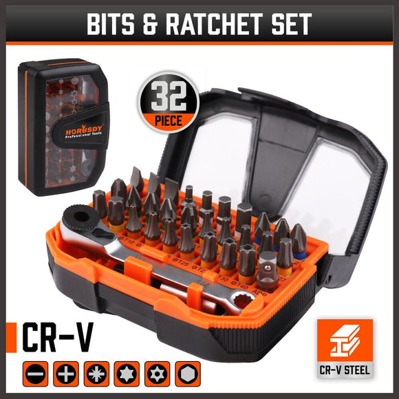 32Piece 1/4" Mini Double Head Screwdriver Bit and Ratchet Set CRV Steel Durable - RnR Galore