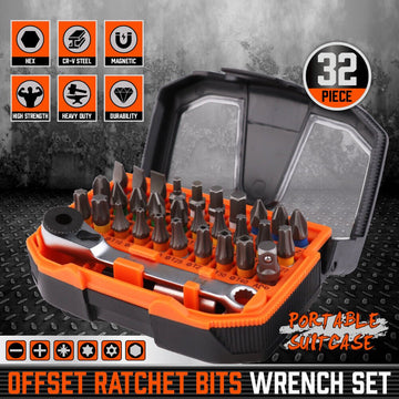 32Piece 1/4" Mini Double Head Screwdriver Bit and Ratchet Set CRV Steel Durable - RnR Galore