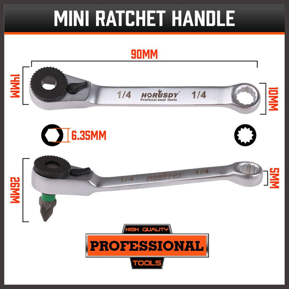 32Piece 1/4" Mini Double Head Screwdriver Bit and Ratchet Set CRV Steel Durable - RnR Galore