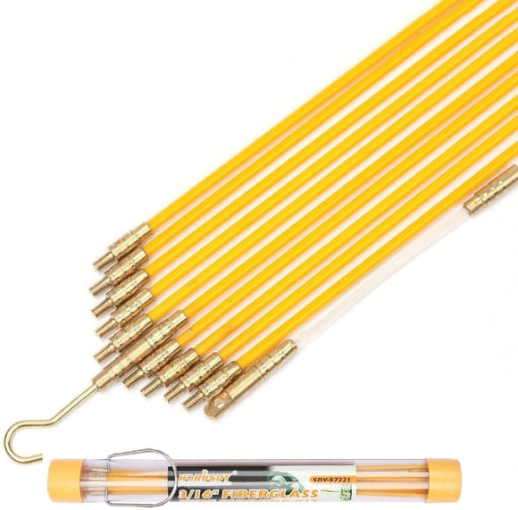 3.3m ⏀ 4mm Fibreglass Electricians Push Pull Rods Cable Cavity Contractors Duct - RnR Galore