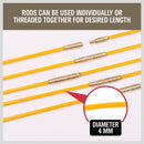 3.3m ⏀ 4mm Fibreglass Electricians Push Pull Rods Cable Cavity Contractors Duct - RnR Galore