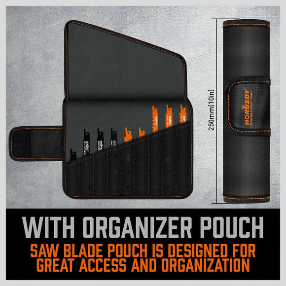 34 - Piece Reciprocating Saw Blade Set Wood and Metal Cutting Blades with Storage Pouch - RnR Galore