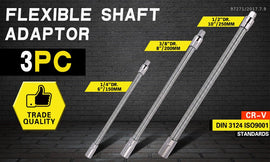 3PC Flexible Socket Extension Bars Shaft Set 1/2" 1/4" 3/8" Drive 10" 8" 6" Long - RnR Galore