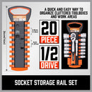 3Pc Socket Rails 66 Socket Holder Space Organiser Garage Rack 1/4" 3/8" 1/2" - RnR Galore