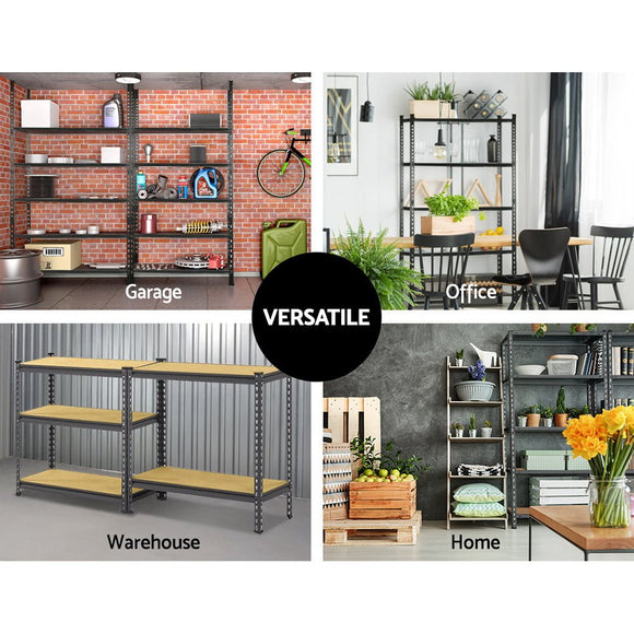 3x1.8M 5 - Shelves Steel Warehouse Shelving Racking Garage Storage Rack Grey - RnR Galore