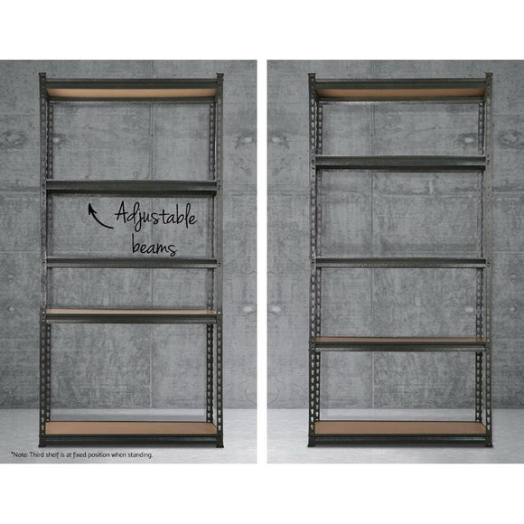 3x1.8M 5 - Shelves Steel Warehouse Shelving Racking Garage Storage Rack Grey - RnR Galore