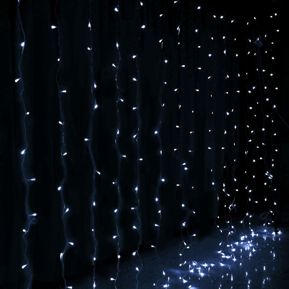 3X6M Christmas Lights Curtain Light Cool White 600 LED Jingle Jollys - RnR Galore