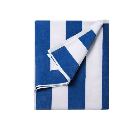 400GSM Cabana Stripe Cotton Polyester Beach Towel Blue - RnR Galore