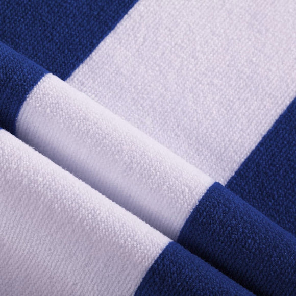 400GSM Cabana Stripe Cotton Polyester Beach Towel Blue - RnR Galore