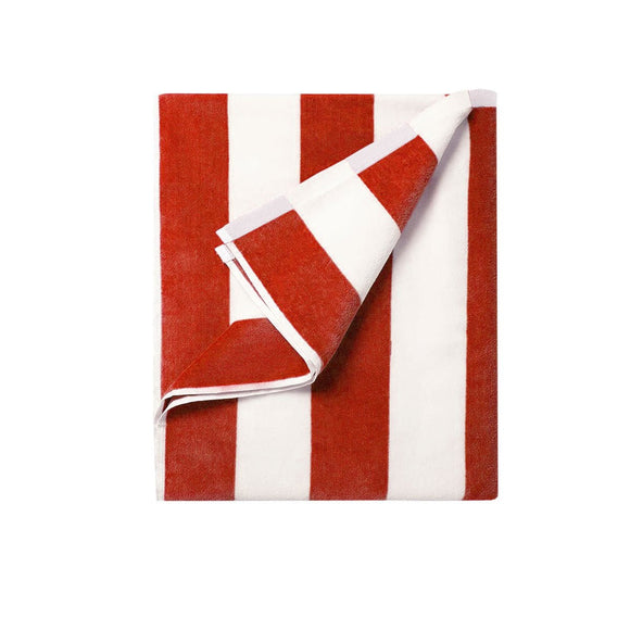 400GSM Cabana Stripe Cotton Polyester Beach Towel Red - RnR Galore