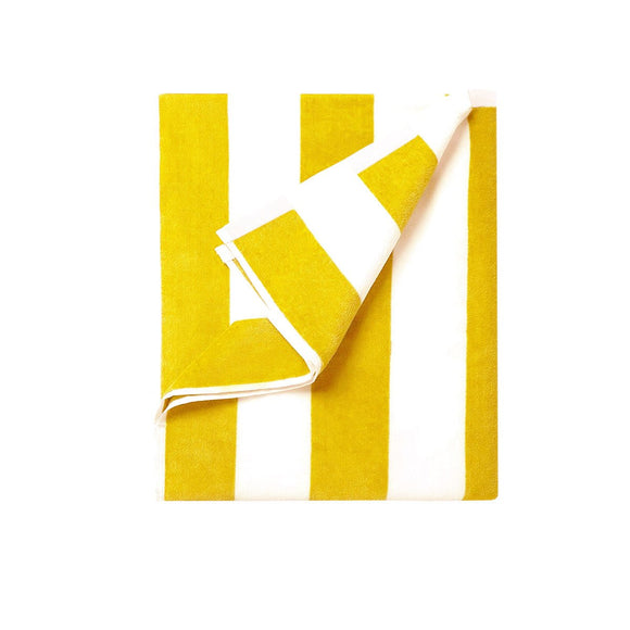 400GSM Cabana Stripe Cotton Polyester Beach Towel Yellow - RnR Galore