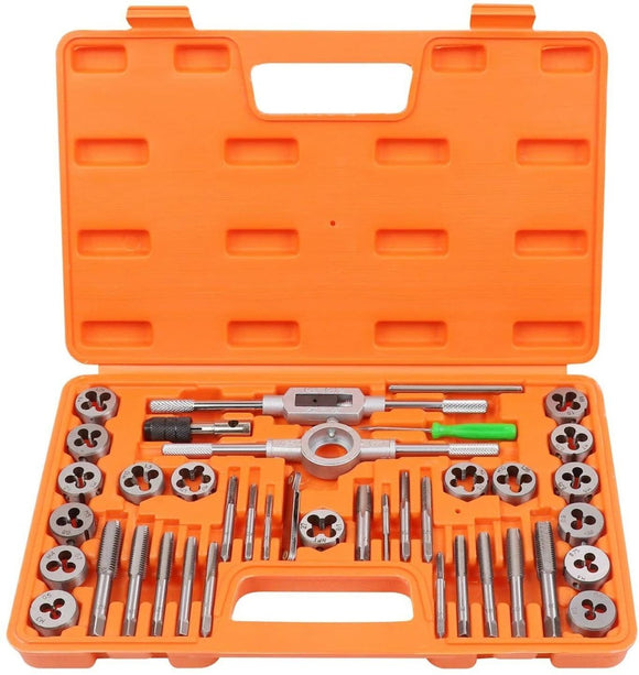 40Pc Tap And Die Set Imperial SAE Screw Screwdriver Thread Drill W/t Pitch Gauge - RnR Galore