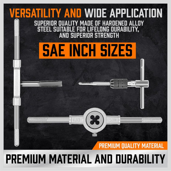 40Pc Tap And Die Set Imperial SAE Screw Screwdriver Thread Drill W/t Pitch Gauge - RnR Galore
