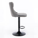 4x Height Adjustable Swivel Bar Stool Velvet Nailhead Barstool with Footrest - RnR Galore