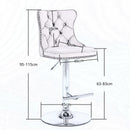 4x Height Adjustable Swivel Bar Stool Velvet Studs Barstool with Footrest and Chromed Base - Black - RnR Galore