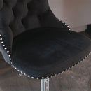 4x Height Adjustable Swivel Bar Stool Velvet Studs Barstool with Footrest and Chromed Base - Black - RnR Galore