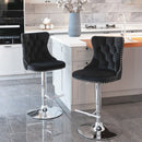 4x Height Adjustable Swivel Bar Stool Velvet Studs Barstool with Footrest and Chromed Base - Black - RnR Galore