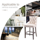 4X Velvet Bar Stools with Studs Trim Wooden Legs Tufted Dining Chairs Kitchen - RnR Galore