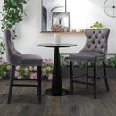 4X Velvet Bar Stools with Studs Trim Wooden Legs Tufted Dining Chairs Kitchen - RnR Galore