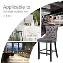 4X Velvet Bar Stools with Studs Trim Wooden Legs Tufted Dining Chairs Kitchen - RnR Galore