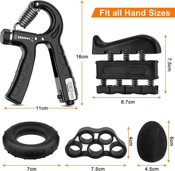 5 Pack Adjustable Resistance Hand Gripper Exerciser Workout Kit - RnR Galore
