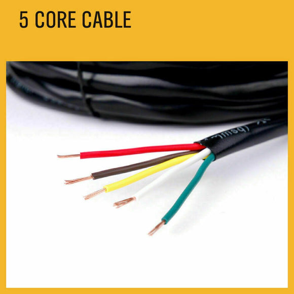 50M x 5 Core Wire Cable Trailer Cable Automotive Boat Caravan Truck Coil V90 PVC - RnR Galore