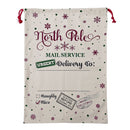 50x70cm Canvas Hessian Christmas Santa Sack Xmas Stocking Reindeer Kids Gift Bag, Cream - Snowflakes Delivery - RnR Galore