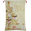 50x70cm Canvas Hessian Christmas Santa Sack Xmas Stocking Reindeer Kids Gift Bag, Merry Christmas Golden Tree - RnR Galore