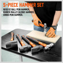 5Pc Hammer Set Rubber / Ball Pein / Sledge / Cross Pein Mallet TPR Grip Handle - RnR Galore