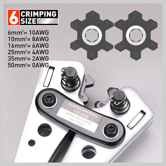 6 - 50 mm2 Wire Crimper Cable Crimp Electric Tube Crimping Hand Tool Battery Lug - RnR Galore