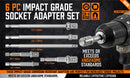 6Pc Drill Socket Adapter Set Long Short Combination Extension Impact Nut Driver - RnR Galore