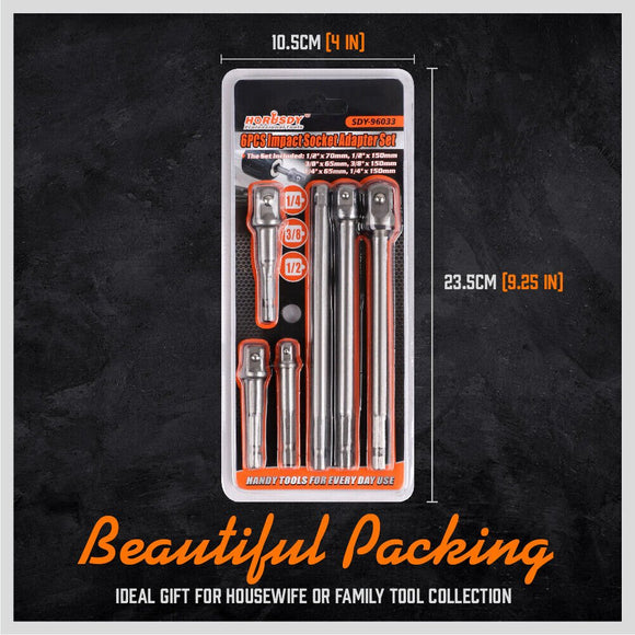 6Pc Drill Socket Adapter Set Long Short Combination Extension Impact Nut Driver - RnR Galore