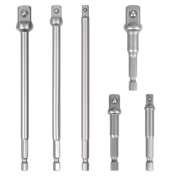 6Pc Drill Socket Adapter Set Long Short Combination Extension Impact Nut Driver - RnR Galore