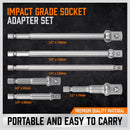 6Pc Drill Socket Adapter Set Long Short Combination Extension Impact Nut Driver - RnR Galore