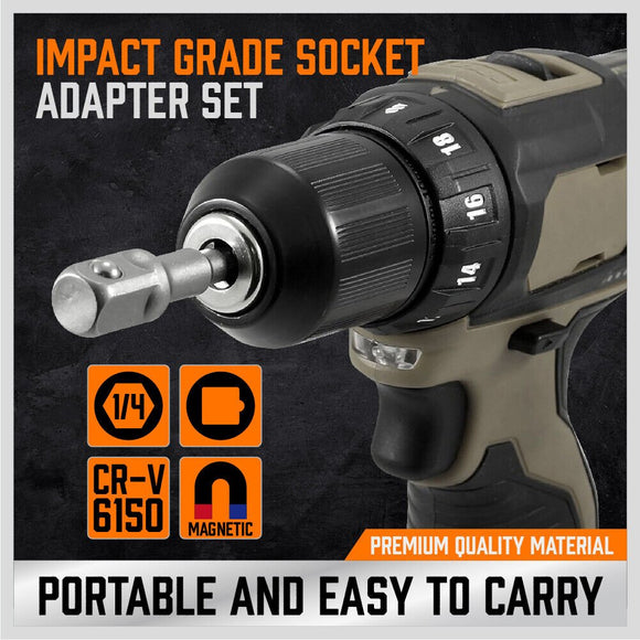 6Pc Drill Socket Adapter Set Long Short Combination Extension Impact Nut Driver - RnR Galore