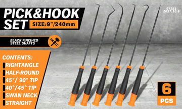6Pc Extra Long Pick and Hook Set O Ring Seal Puller Remover Fuse Wire Scribe - RnR Galore