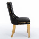 6x Velvet Dining Chairs with Golden Metal Legs - Black - RnR Galore