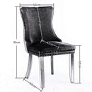 6x Velvet Upholstered Dining Tufted Chairs with Studs Trim and Solid Wood Legs - Black - RnR Galore