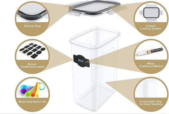 7 Pieces Plastic BPA Free Food Storage Containers for Kitchen (Black) - RnR Galore