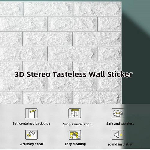 70CMx10M 3D Wall Paper Panel Foam Brick Self Adhesive Waterproof Wallpaper Sticker - RnR Galore