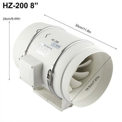 8" Inch Silent Extractor Fan Duct Hydroponic Inline Exhaust Vent Industrial - RnR Galore
