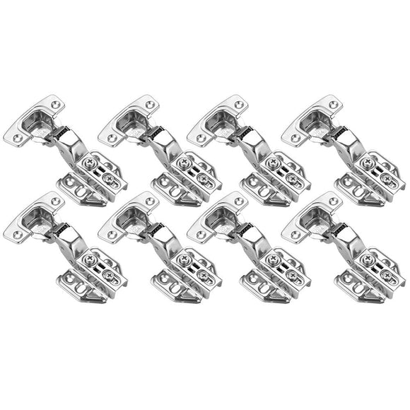 8 Pack 304 Stainless Steel Cabinet Hinges 100 Degree Soft Closing Insert Overlay Door Hinge Nickel Plated Finish - RnR Galore