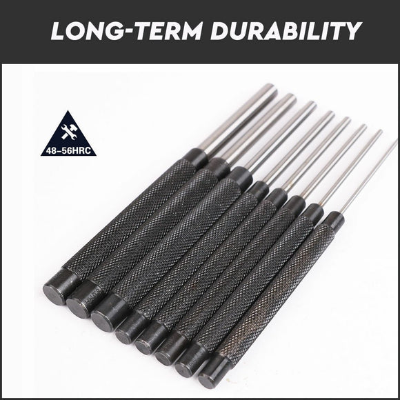 8Pc Heavy Duty Long Pin Punch Set 2.4 to 10mm Drift Roll Nail Steel Flat End New - RnR Galore