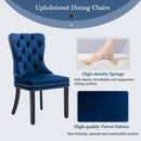 8x Velvet Dining Chairs Upholstered Tufted Kithcen Chair with Solid Wood Legs Stud Trim and Ring - Blue - RnR Galore