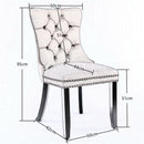 8x Velvet Dining Chairs Upholstered Tufted Kithcen Chair with Solid Wood Legs Stud Trim and Ring - Gray - RnR Galore