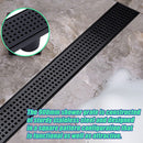 900mm Bathroom Shower Black Grate Drain w/Centre outlet Floor Waste Square Pattern - RnR Galore