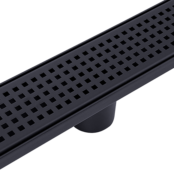 900mm Bathroom Shower Black Grate Drain w/Centre outlet Floor Waste Square Pattern - RnR Galore